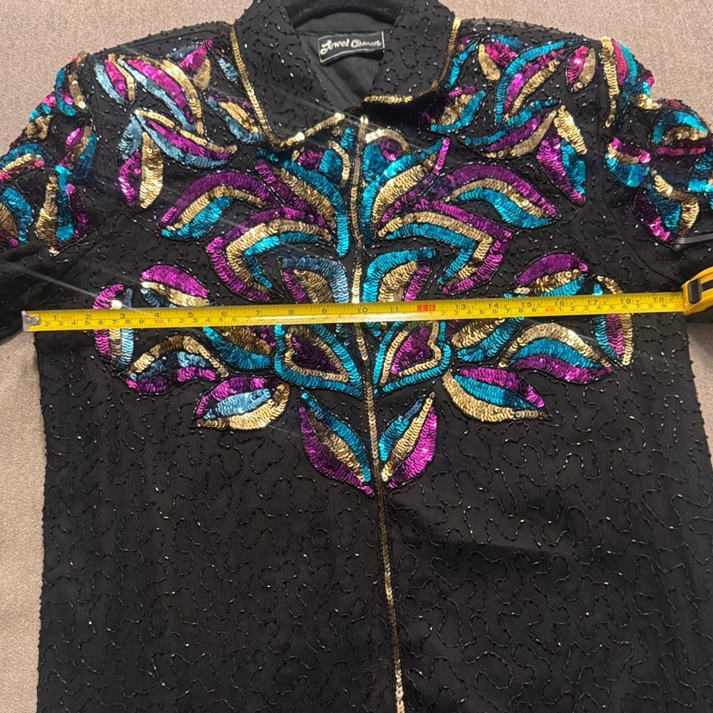 Vintage Jewel Queen Black Silk Beaded Coat - Picture 8 of 10